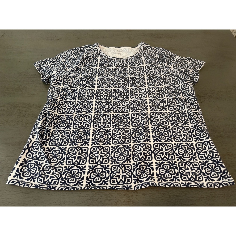 blue white TALBOTS plus size shirt 2X